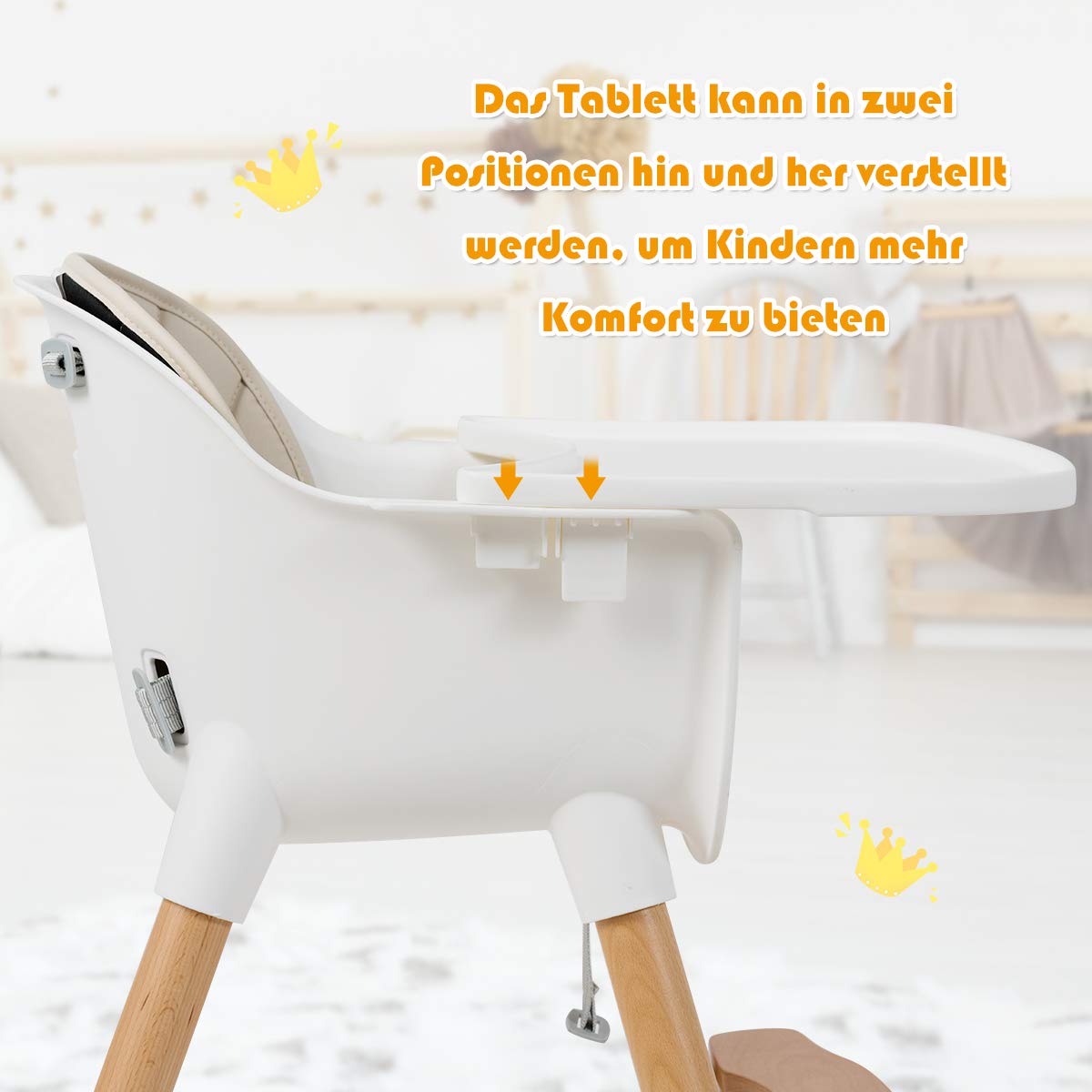 GOPLUS 4-in-1 hoge babystoel met schommelfunctie, kinderstoel met
