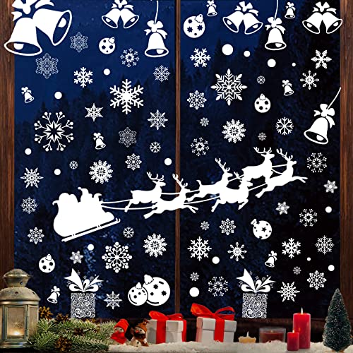 Heekpek Stickers Noel Fenetre Noël Stickers Rennes Sapin de Noel Sticker Père Noel Autocollant Noël Vinyle Muraux Porte Merry Christmas Stickers Noel Decoration Fenetre