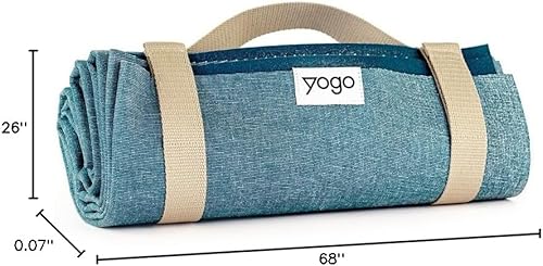 Miniatura 7 de Yogo Esterilla de yoga de viaje plegable ultraligera con correas adjuntas, goma vegetal certificada FSC, agarre pegajoso, antideslizante, la mejor