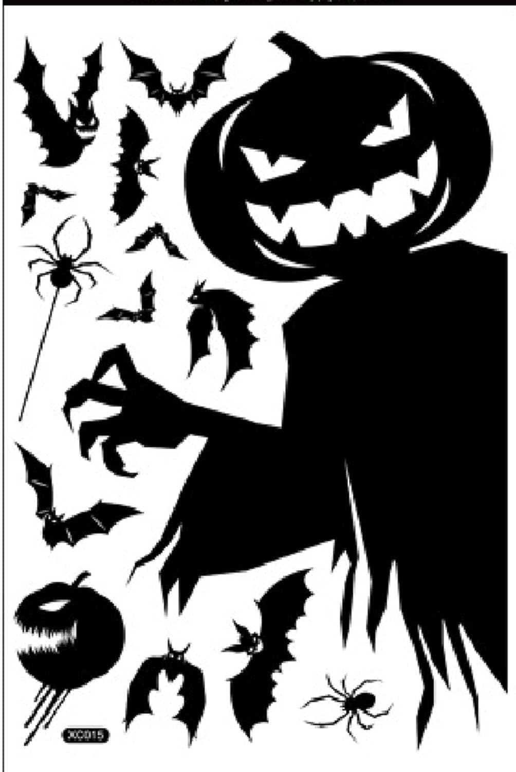 Spooky Halloween Decorations Sticker for Windows, Doors | Scary Pumpkin Face Ghost, Bat, Spider Window Decal Home Decor | Halloween Gifts for Kids (Black - Pumpkin Sticker)