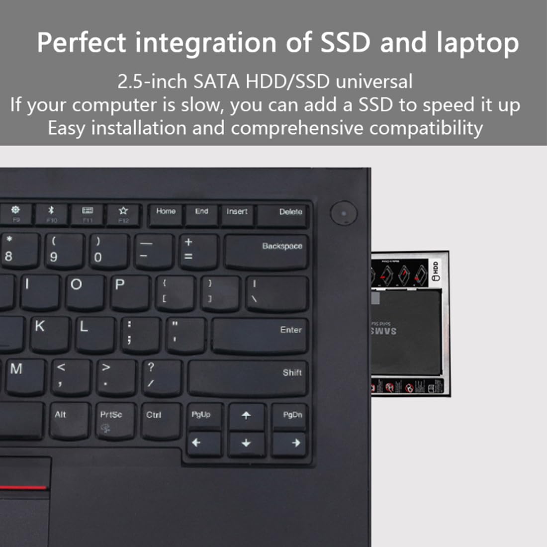 Hard Drive Caddy, SATA 2nd SSD HDD Hard Disk Caddy Tray Universale 12,7 mm 2,5 '' SSD HDD Hard Drive Enclosure SATA-3 Laptop Hard Disk Holder per CD/Dvd-Rom Ottico SuperDrive Tray Drive Slot