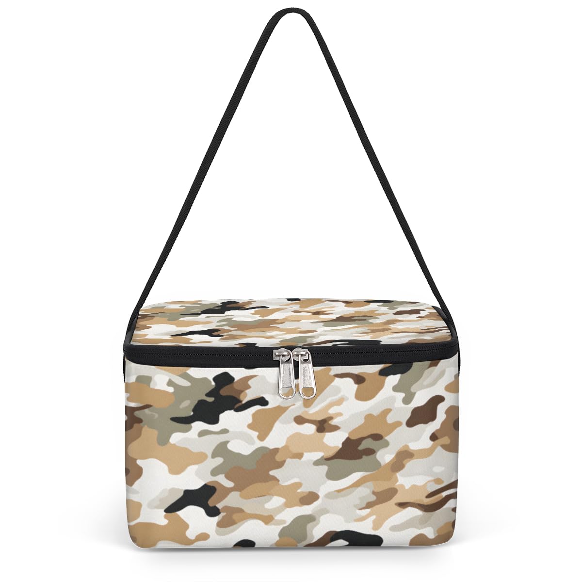 GzLeyigou Brown Camouflage Lunch Bags for Women Men 9 Cans, Hot & Cold Food Delivery Bag Insulated Grocery Bag Insulated Lunch Box Abstract Military Cooler Bag for Office Work Picnic Beach