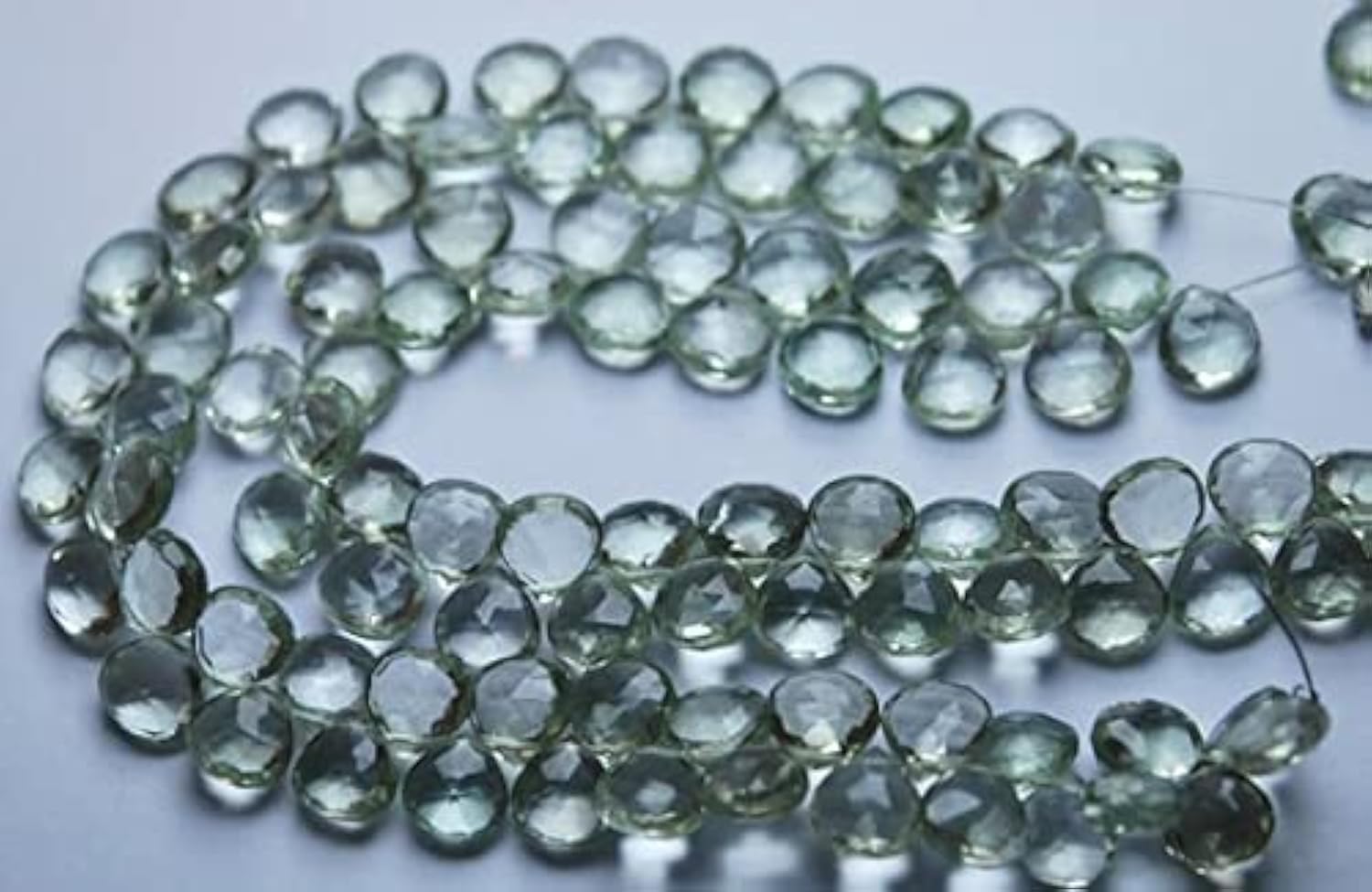 Quartz améthyste verte 8mm briolette cœur pour création de bijoux faits main