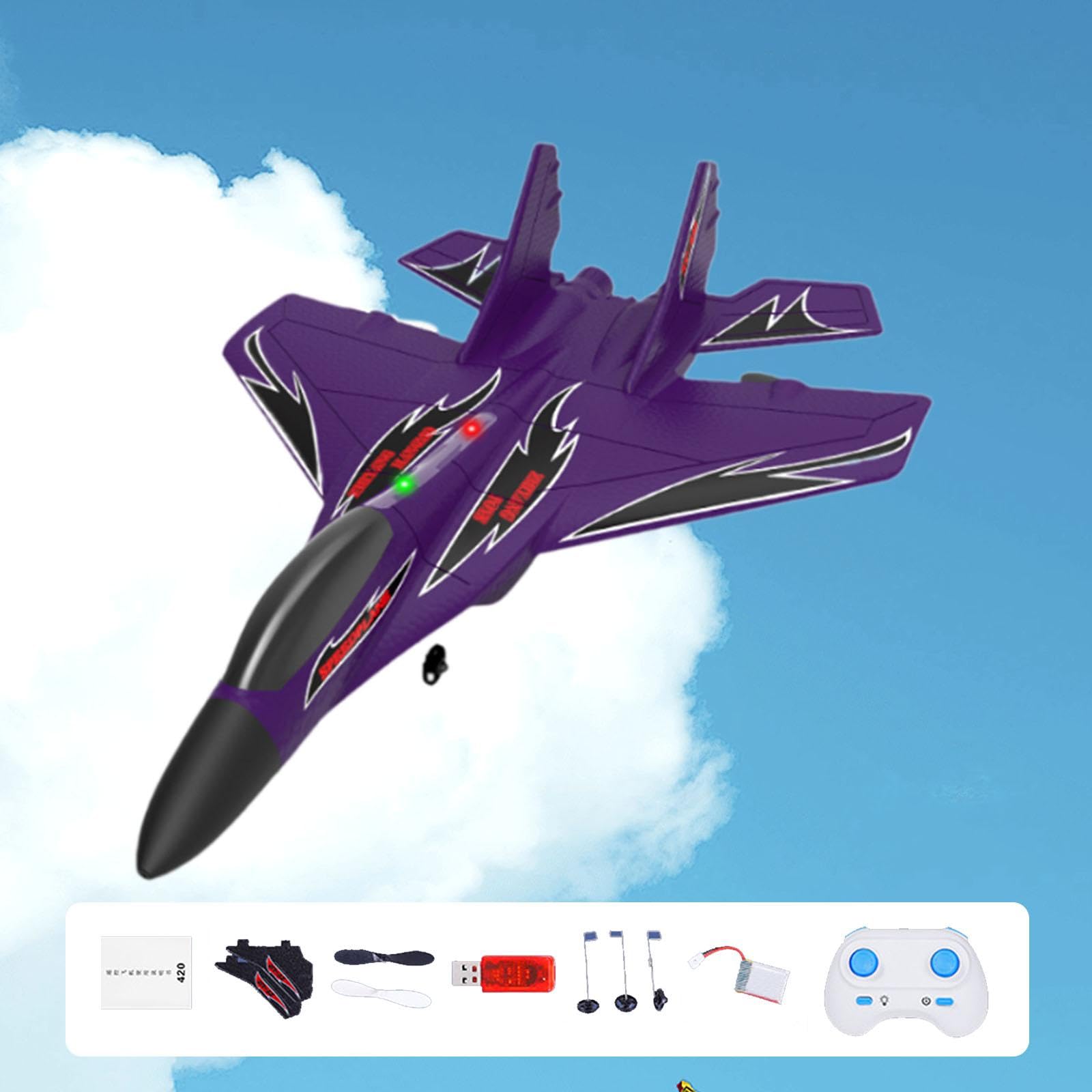 Milageto Avión RC Planeador RC Avión Teledirigido Estructura Ligera de Espuma PP con Y Planeo Estable Adecuado para Principiantes Pa, Púrpura