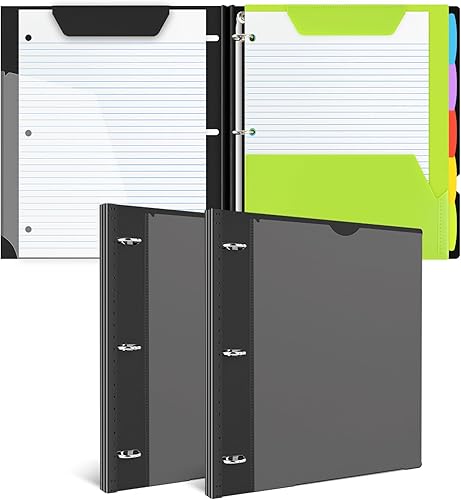 JISUSU Cuaderno telescópico todo en uno, 2 unidades, carpeta recargable de 3 anillos con cubierta frontal personalizada, 1 carpeta de bolsillo móvil