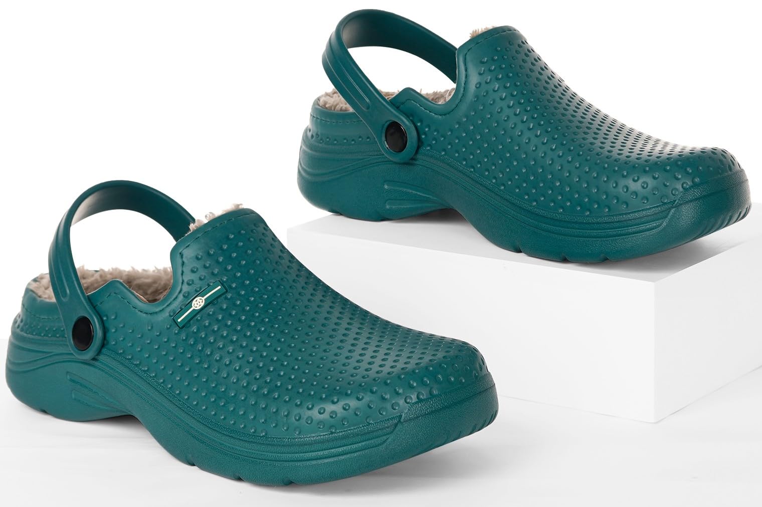 Zuecos con forro de piel para mujer, impermeables, para jardín, invierno, forro polar cálido, pantuflas para el hogar, interiores y exteriores