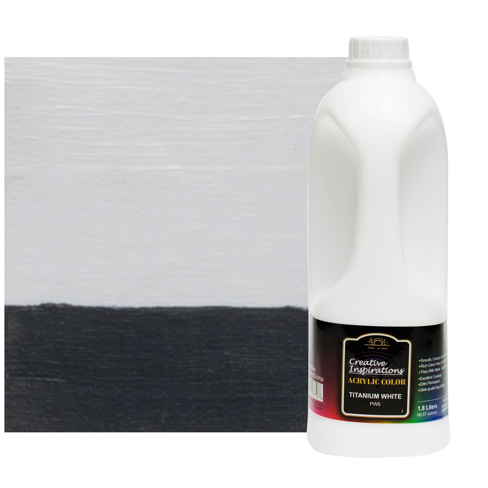 Creative Inspirations Acrylic Paint - Titanium White - 1.8 Liter - Smooth & Creamy Consistency, Vibrant Pigmentation, Great Coverage for Artists - Clean Up with Soap & Water
