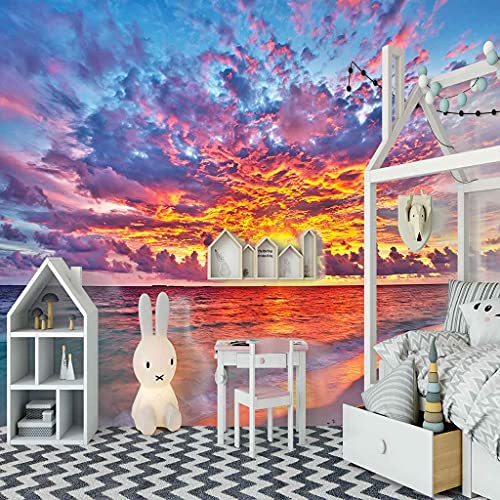 Papier peint canevas 3D coucher de soleil grand format impression HD moderne