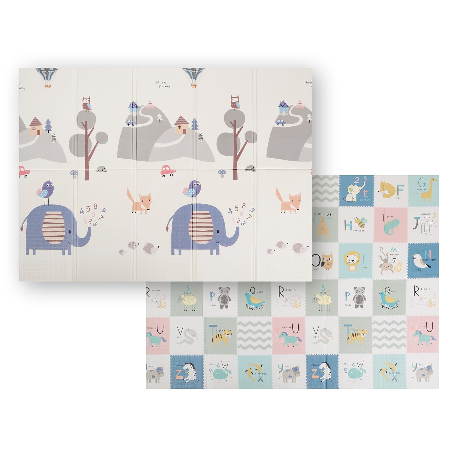 KiddyMoon Alfombra Bebe De Espuma Reversible Acolchada Tapete Para Niños Estera Para Gatear Plegable Colchoneta Infantil Jugar Con Gráficos Educativos Interior Y Exterior 150X200x1cm, Gris