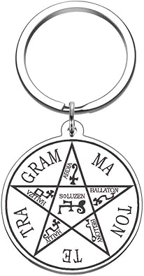 Pentagram of Solomon Agic Occult Tetragrammaton Shield Mens Womens Stainless Steel Keychain Key Ring