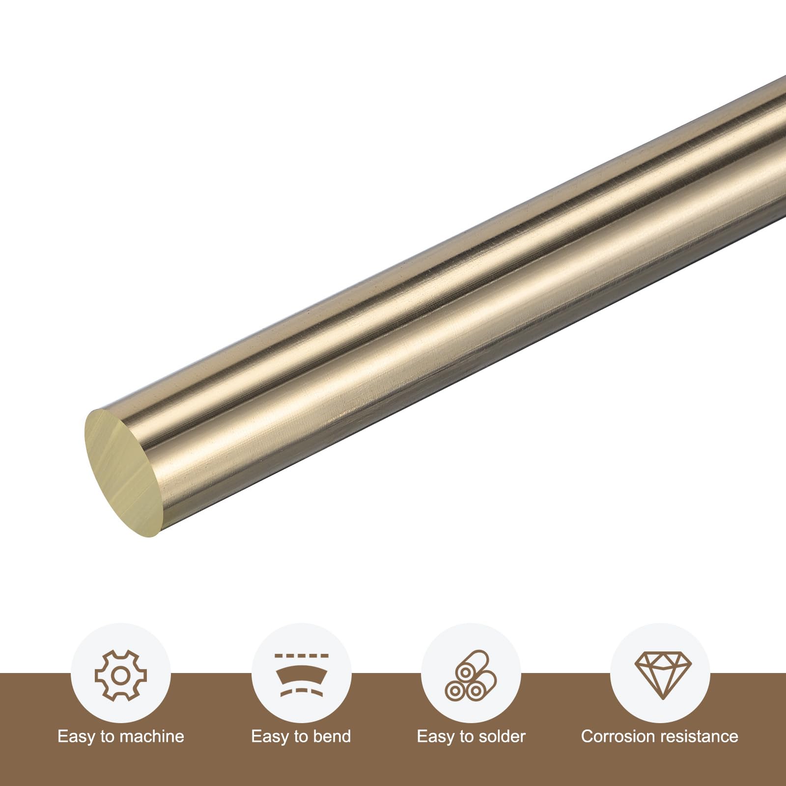 QUARKZMAN Messing Stäbe 22mm x 200mm Messing Feste Rund Stab für Handgriff Pin Heimwerker Handwerk Material Pack von 1