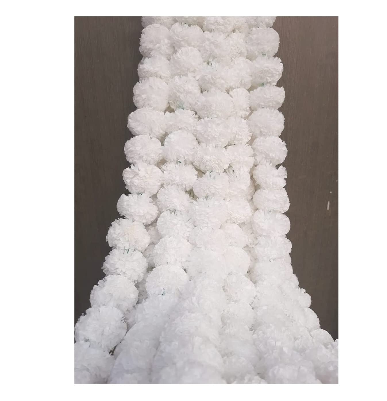 SPHINX Artificial Marigold Fluffy Flowers Garlands for Festive Pooja Wedding Housewarming Diwali Decorations (White, 15)