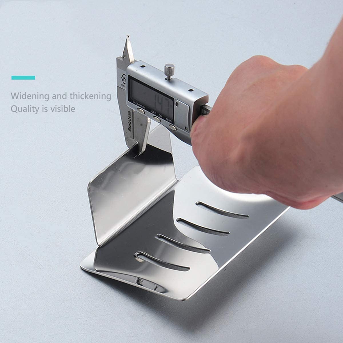 Jabonera con Drenaje, Soporte de Pared, Bandeja Acero Inoxidable, Acabado Autoadhesivo sin taladrar, fácil Limpiar(Chrome)