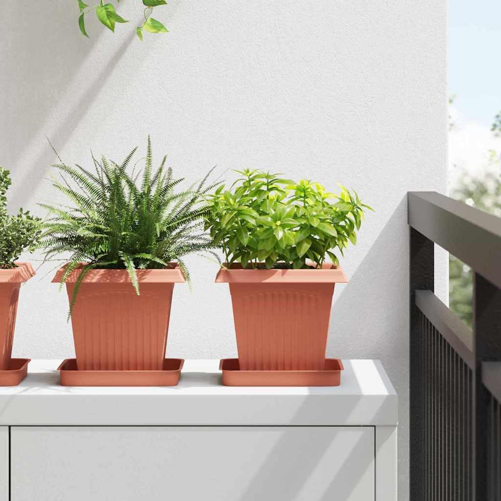 Quadratischer Blumentopf Ziegelrot aus Kunststoff 16 x 16 x 14 cm 24 Stück mit Entwässerungslöchern für Garten Balkon Terrasse Indoor Outdoor Pflanzgefäß Deko