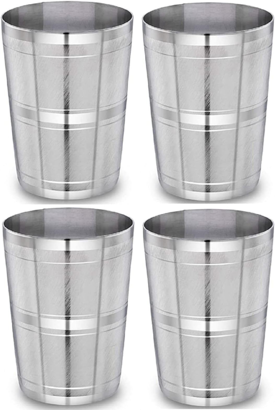 Neelam Stainless Steel 7, 22 Gauge Diamond Glass, 400 ml, Set of 4, Elegant and Durable Drinking Glass for Water, Juices, and Beverages, Ideal for Daily Use, Parties, Easy to Clean, Sliver
