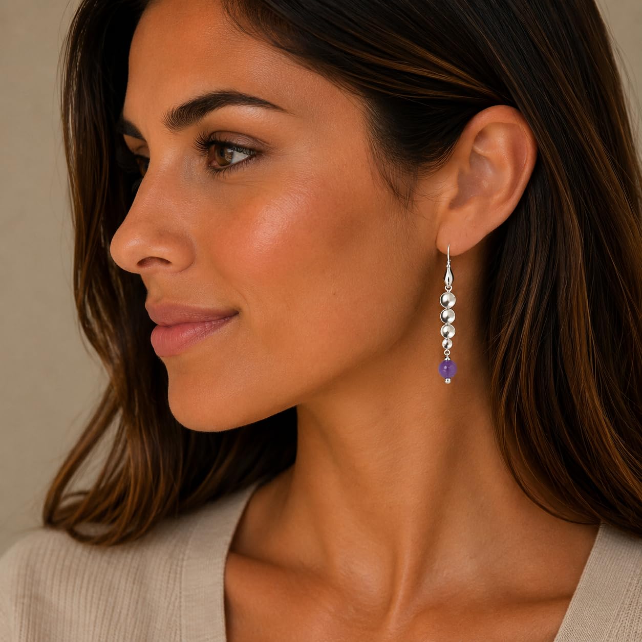Pendientes Amatista y Plata 925