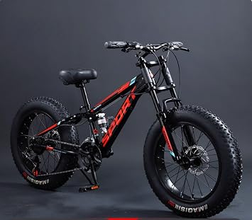 WGM New 20/24/26 inch Bicycle 7/21/24/27/30 Speed Fat Bike Viper Snowmobile 4.0 Wide Wheel Fat Tire Bike Variable Speed Mountain MTB Kids Adults Middle School High School Student Commuter