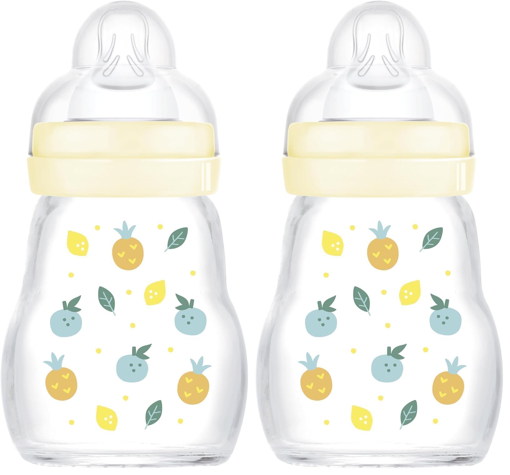 MAM Biberon Feel Good 170 ml, Biberon vetro pregiato resistente alle alte temperature, Accessori neonati ergonomici per uso quotidiano e allattamento misto con morbida tettarella misura 1, Neutro