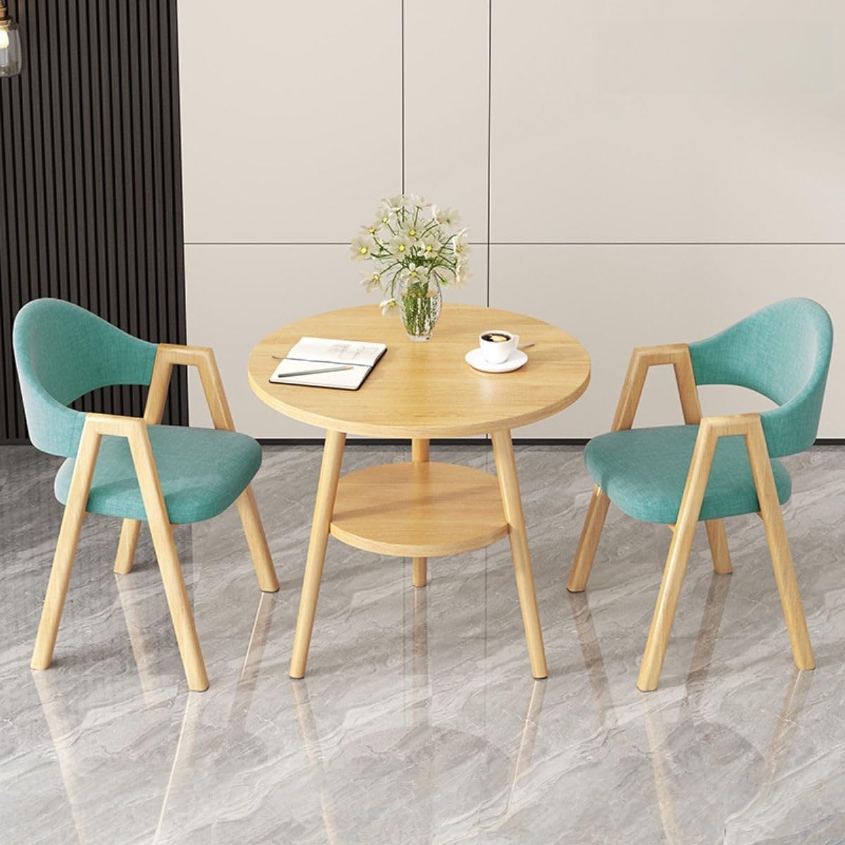 Office Reception Desk and Chair Set, Small Dining Table with Chairs, Business Coffee Leisure Table and Chair Set for Lounge, Living Room, Kitchen, Cafe, Small Spaces
