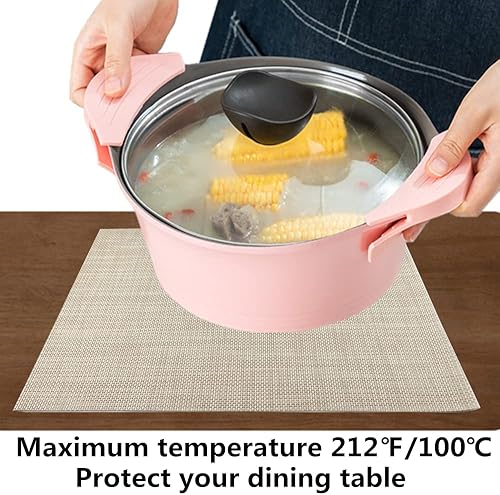 Miniatura 4 de WAZAIGUR Manteles individuales, manteles individuales de vinilo tejido entrecruzado, fáciles de limpiar, duraderos, antideslizantes, resistentes al