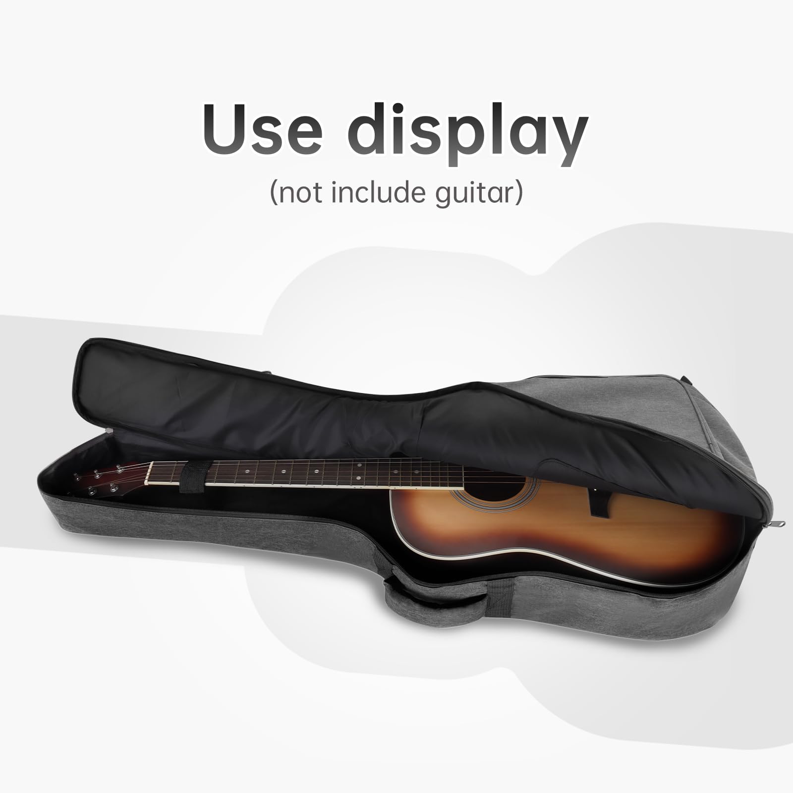 Housses pour Guitare Acoustique avec Rembourrage épais de 10,6 mm, Tissu Oxford imperméable, Gris, pour Guitare Acoustique de 40 à 41 Pouces avec Sangle de Cou, étui Souple pour Guitare