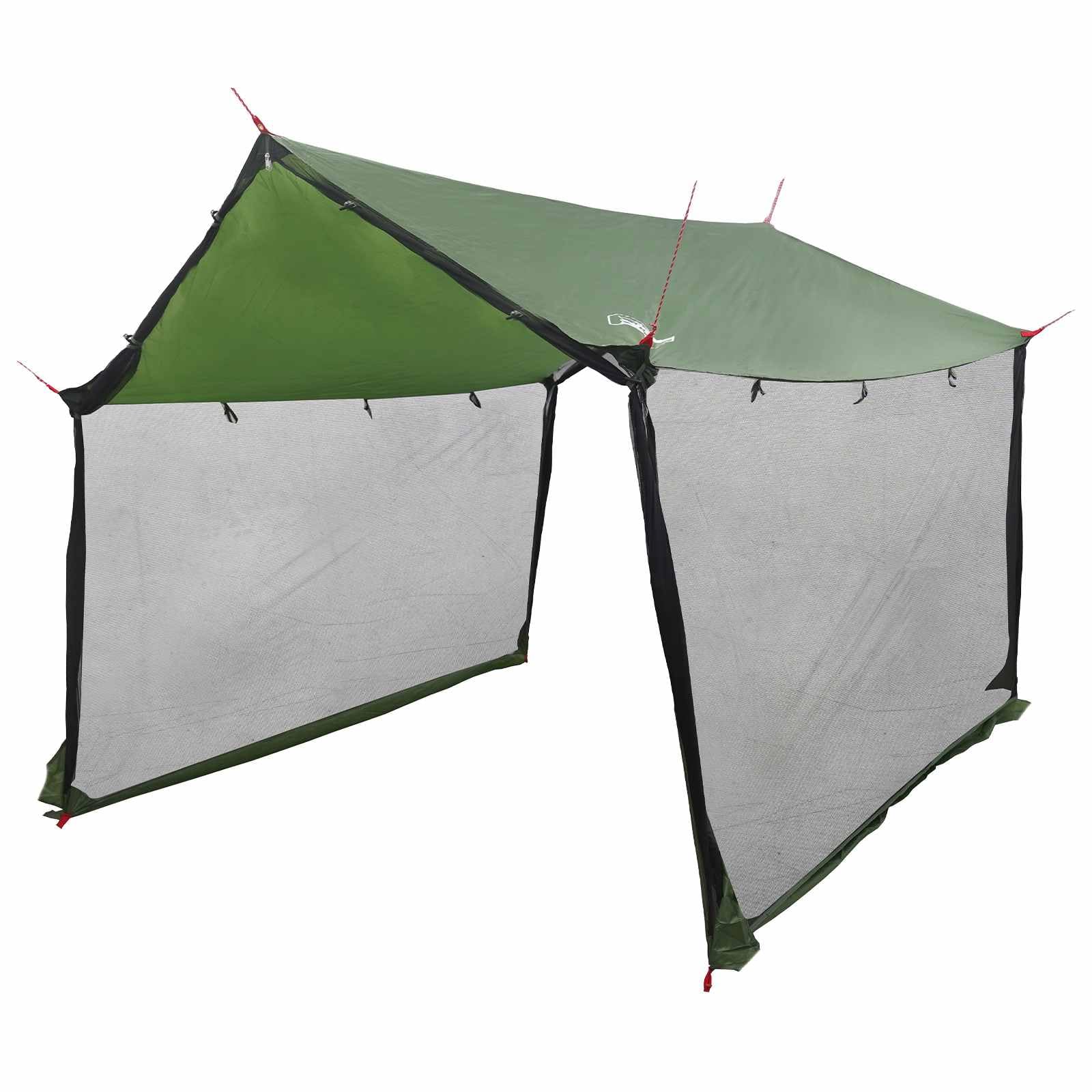 Camping Tarp mit Netzwänden, grün, 340 x 260 x 220 cm, 185T Polyester PU Dach, Belüftung mit Moskitonetz, mit Reißverschlusstür, für Camping Wandern Festival