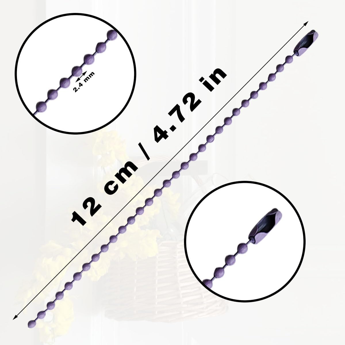 100 Pcs Ball Beads Chain, Dog Tag Metal Small Chain, Metal Hanging Chains Necklace, Metal Ball Bead Chain for Crafts Hanging Decoration(Mixed Color) - Image 3