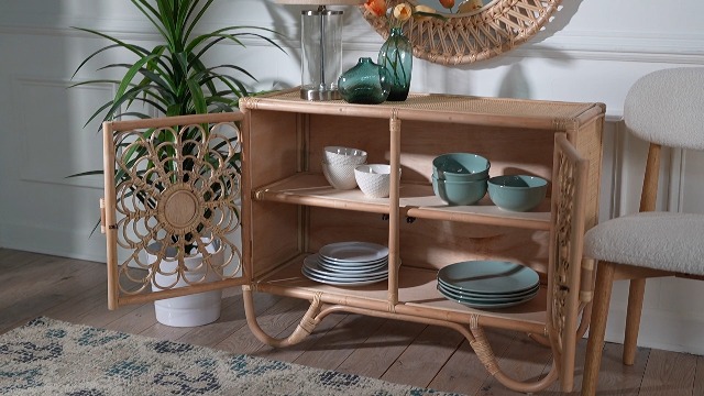 Amazon.com: Bali & pari Acelin Natural Rattan Storage Cabinet