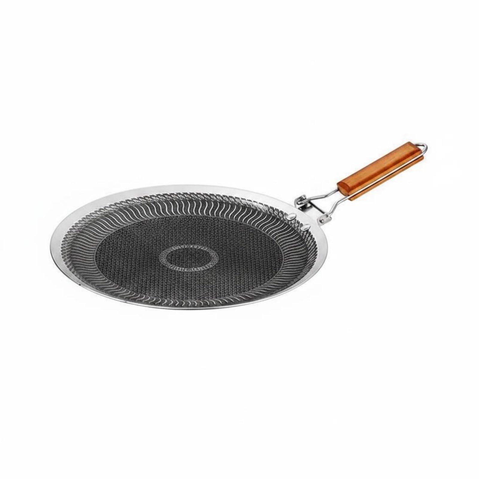 Piastra Grill Esterno Padella Barbecue Rotonda Acciaio Inox Senza Rivestimenti Conduzione Uniforme Calore Design Doppia Zona Adatta per Grigliate in Cucina E Campeggio, 34CM, Foldable