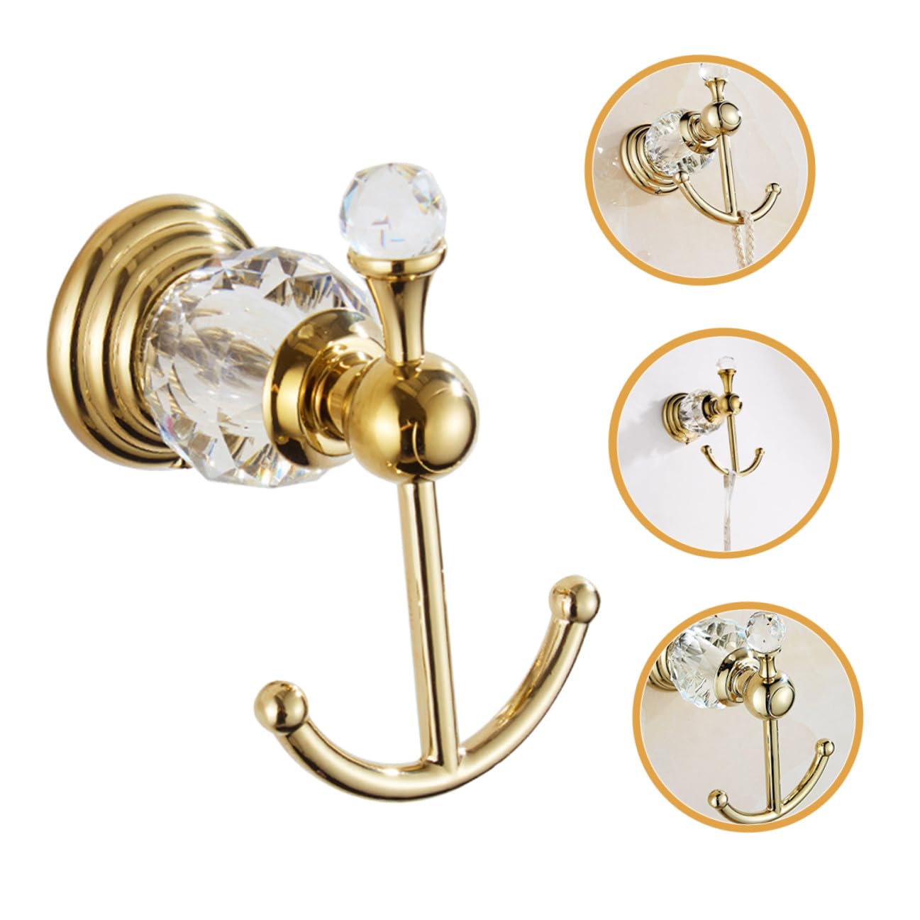 TEHAUX Gancio da Parete Dorato per Bagno e Guardaroba, Gancio Portaoggetti Robusto e Decorativo, Supporto per Accappatoi, Asciugamani e Abiti, Salvaspazio per Camera e Cucina, Ganci