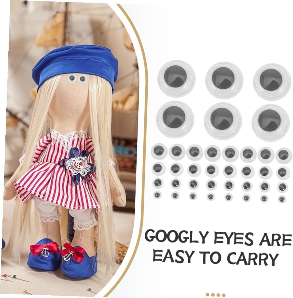 SEWACC 500 Pcs Self-Adhesive Wiggle Googly Eyes for Crafts Plastic Wiggly Eyeballs Stickers for DIY Scrapbooking Multi-Surface Use Paper Fabric Plastic Fun Animated Craft Decoration