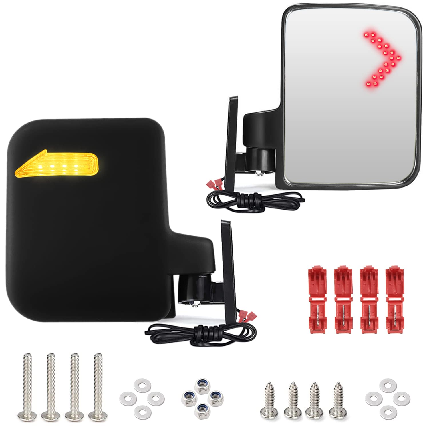 Universal Golf Cart Side Mirrors Rear View Mirror with Turn Signal Light for Club Car,EZGO and Yamaha Golf Carts