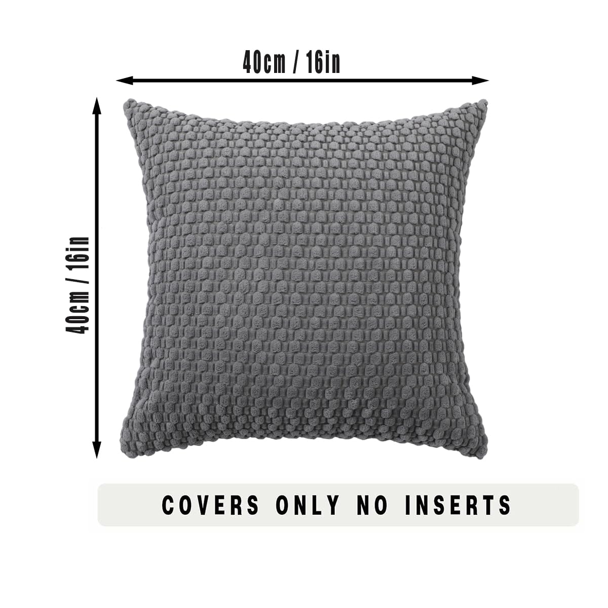 Tennove Cushion Covers 40x40cm Decorative Modern Grey Pillow Cases Pack of 2 Corduroy Boho Soft Throw Pillow Covers Square Pillowcases for Sofa Living Room Bed Home Decor - Image 2