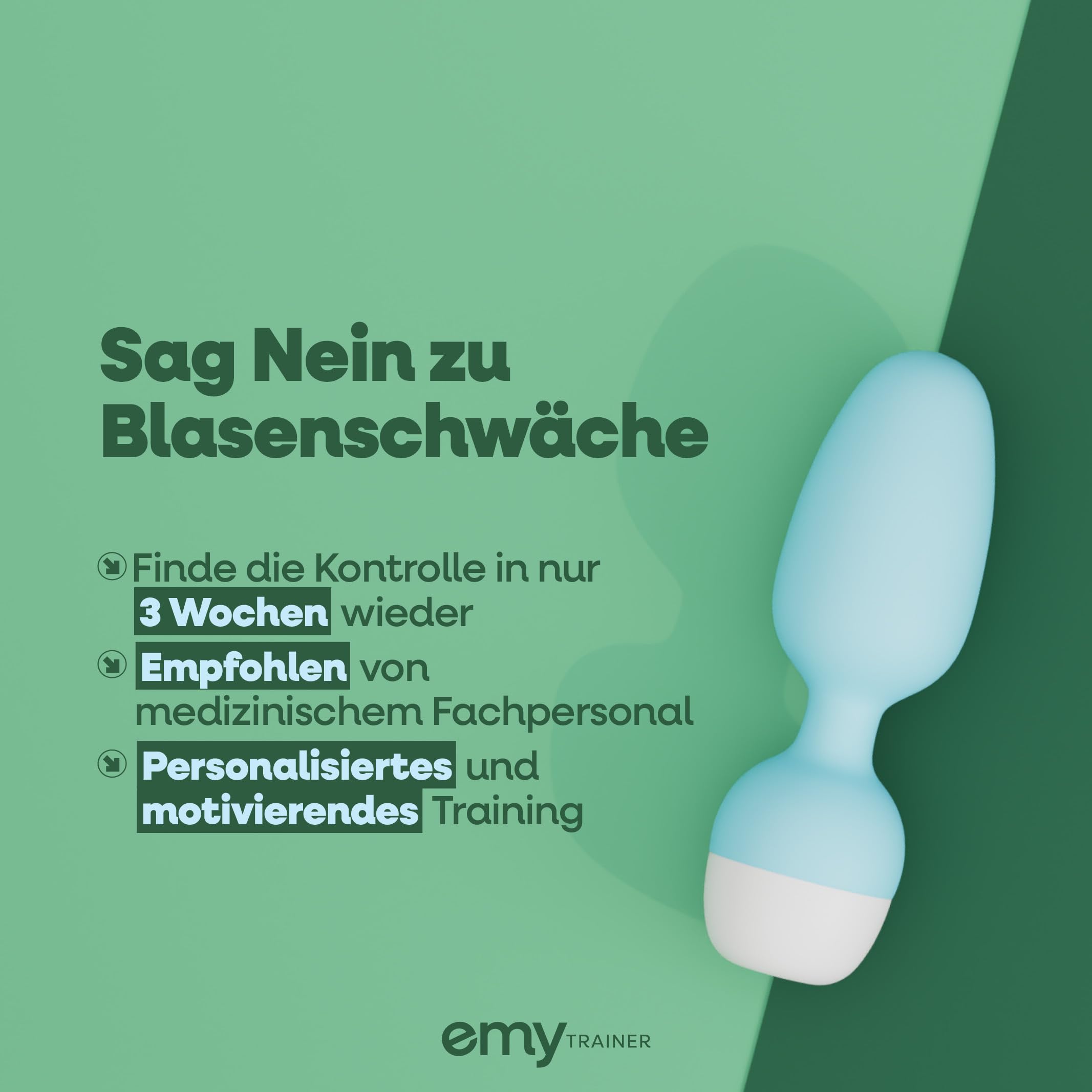 EMY Beckenbodentrainer für Frau – Auf Rezept erhältlich | Kegel-Übungsgerät mit App | Stärkt die Beckenbodenmuskulatur | Gegen Blasenschwäche & Inkontinenz | Medizinprodukt