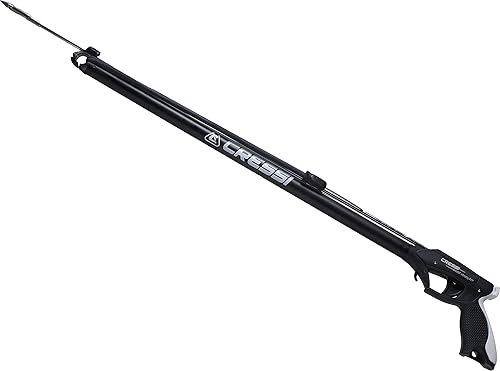 Miniatura 8 de Cressi Fusil submarino de aluminio Apache con eje dentado galvanizado y banda elástica circular, fabricado en Italia calidad desde 1946