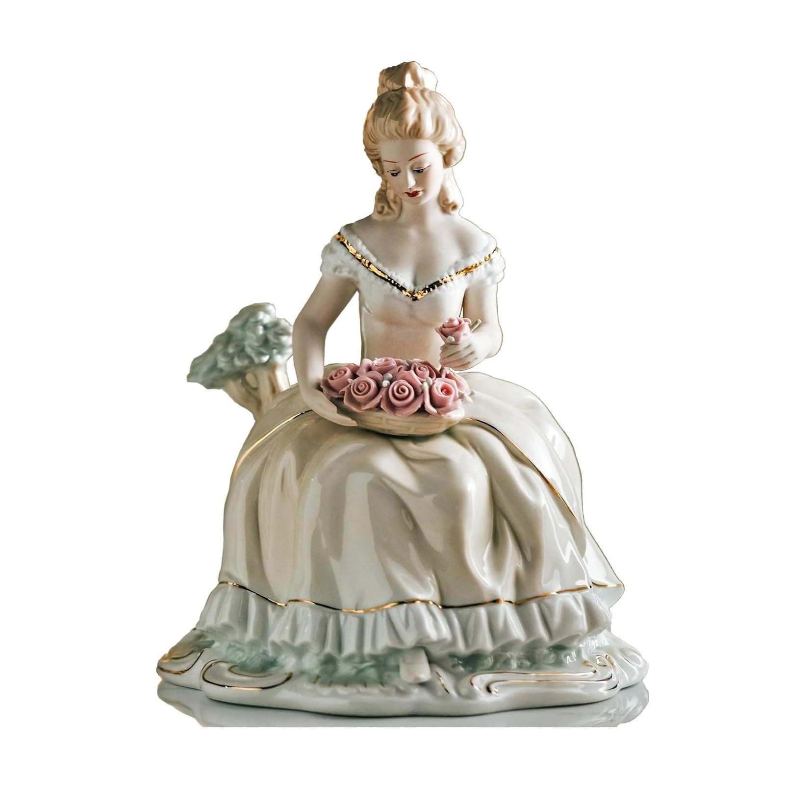 YUZDNM Desktop Art Statue Sculpture - Ceramic Flower Basket Home Decoration Statues, Ornaments For Home Party, Collectible Gift Crafts Desktop Decorations Figurines