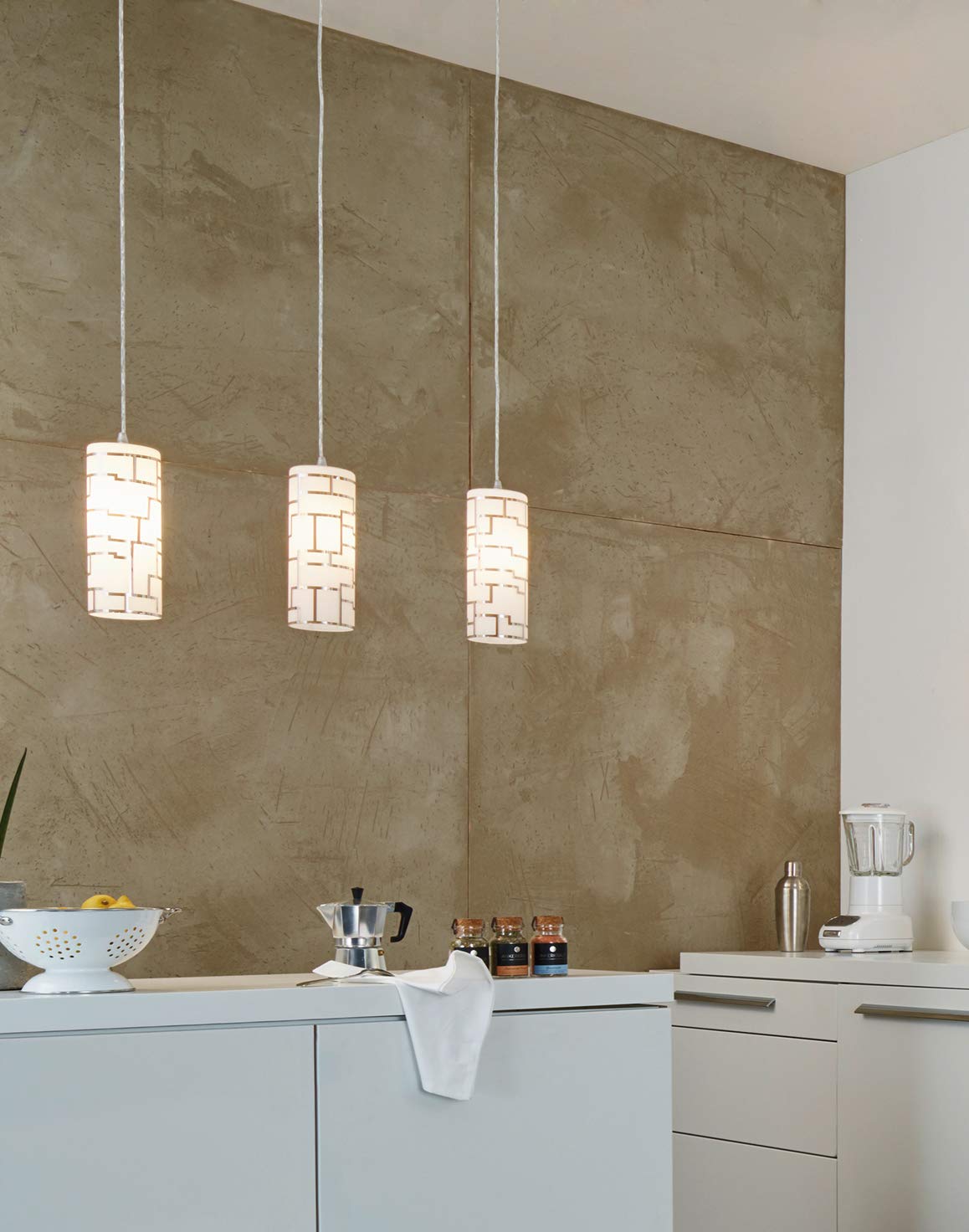 EGLO Pendelleuchte Bayman, 3 flammige Hängelampe, Elegant | Hängeleuchte aus Stahl und Glas mit Dekor in Chrom, Weiß, Esstischlampe, Wohnzimmerlampe hängend mit E27 Fassung