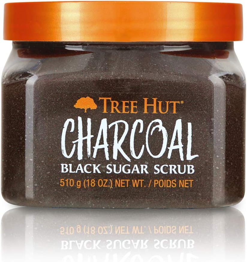 Tree Hut Charcoal Black Sugar Scrub, 18oz, Ultra Hydrating and Exfoliating Scrub for Nourishing Essential Body Care