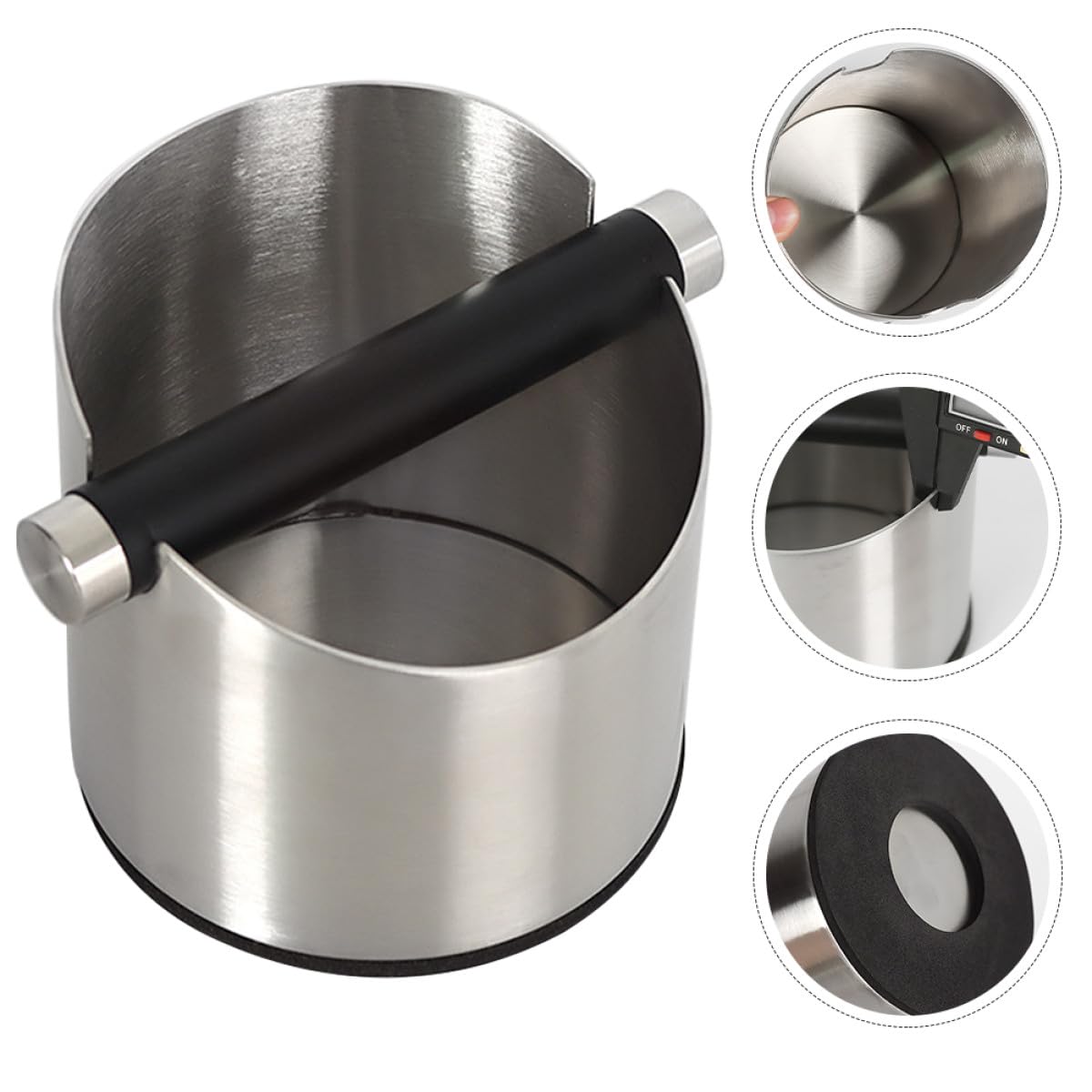 Happyyami Contenedor Goma para Café Acero en Inoxidable Molido de Gran y Capacidad Base Antideslizante para Máquina de Espresso Casa