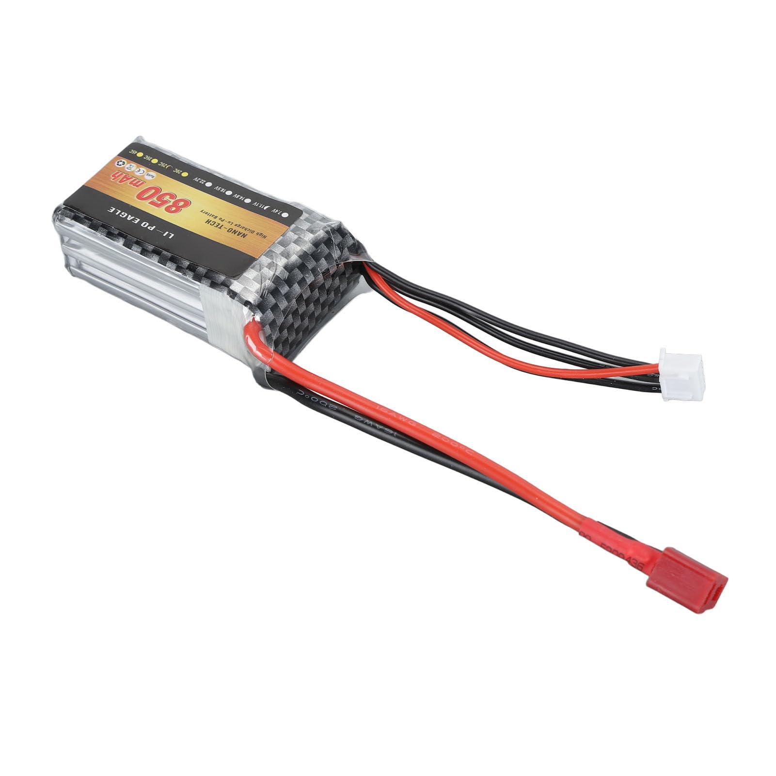 POENVFPO Batteria LiPo 850mAh 11,1 V 25C 3S, Batteria Leggera Ai Polimeri di Litio con Protezione da Sovraccarico con Spina T, per Aereo RC Drone da Corsa FPV