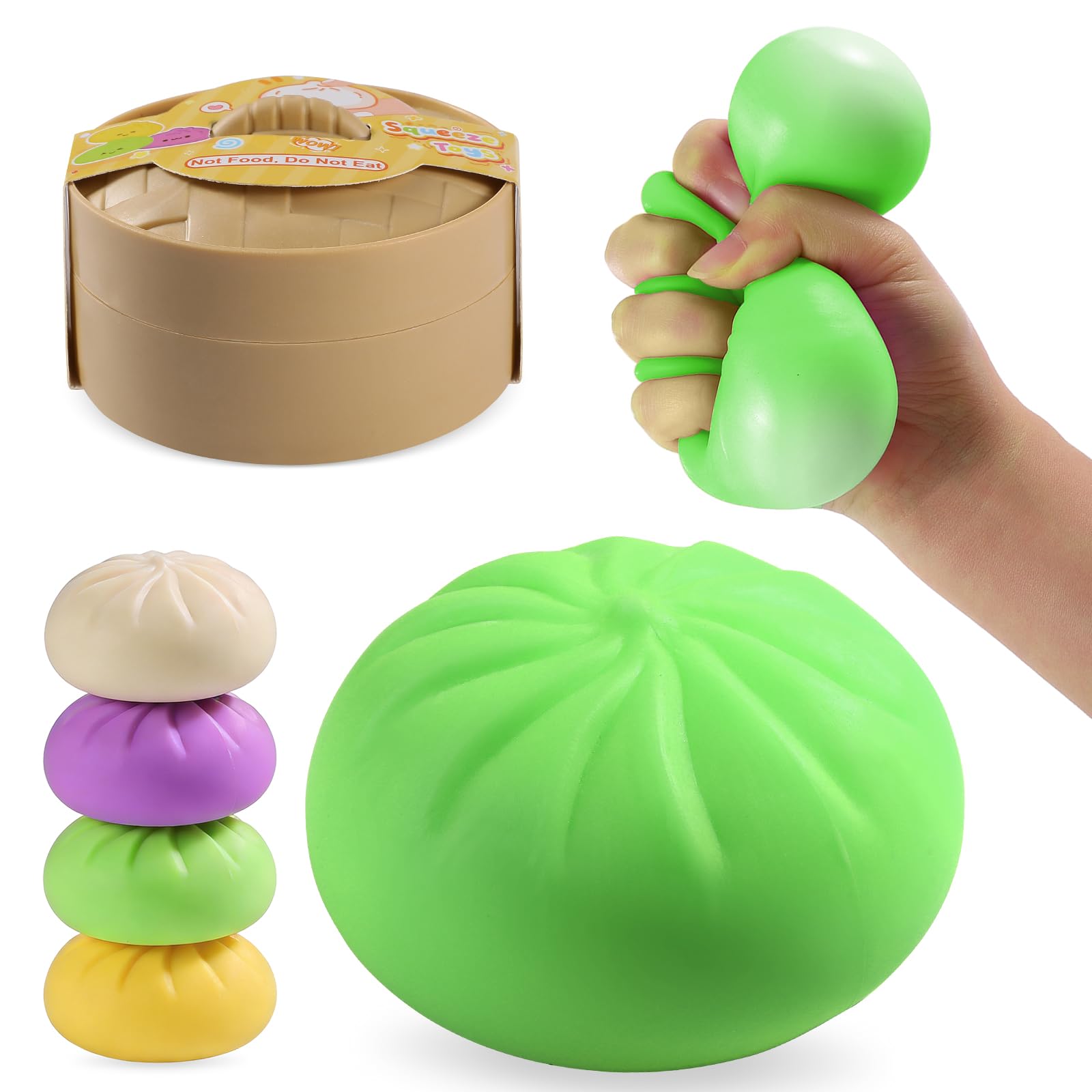 Set De 4 Squishies De Dumplings Con Purpurina, Suaves Y De Recuperación Lenta, Antiestrés Para Niños Y Adultos, Colores Surtidos