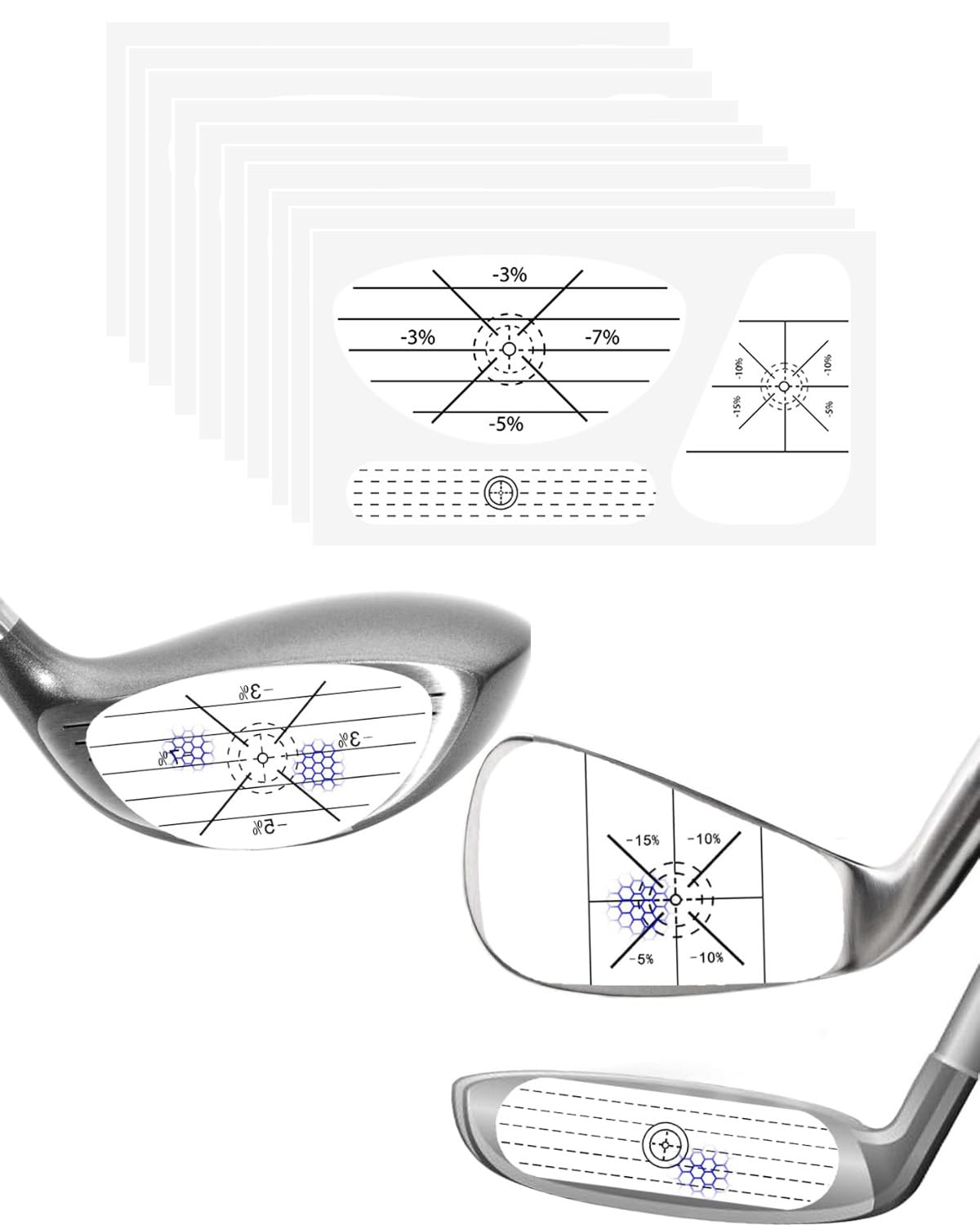 30 Hojas de Cinta de Impacto de Golf, Etiquetas, Pegatinas, Cinta de Impacto, Entrenador de Swing de Golf, Entrenador de Swing, Marcador de Bolas de Golf, Registrador de Golpes