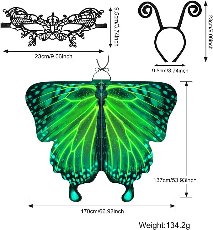 Miniatura 3 de Butterfly Wings Adult Costumes Fairy Wing Cape Womens Shawl Colorful Nymph Pixie Accessory for Christmas Halloween Cosplay