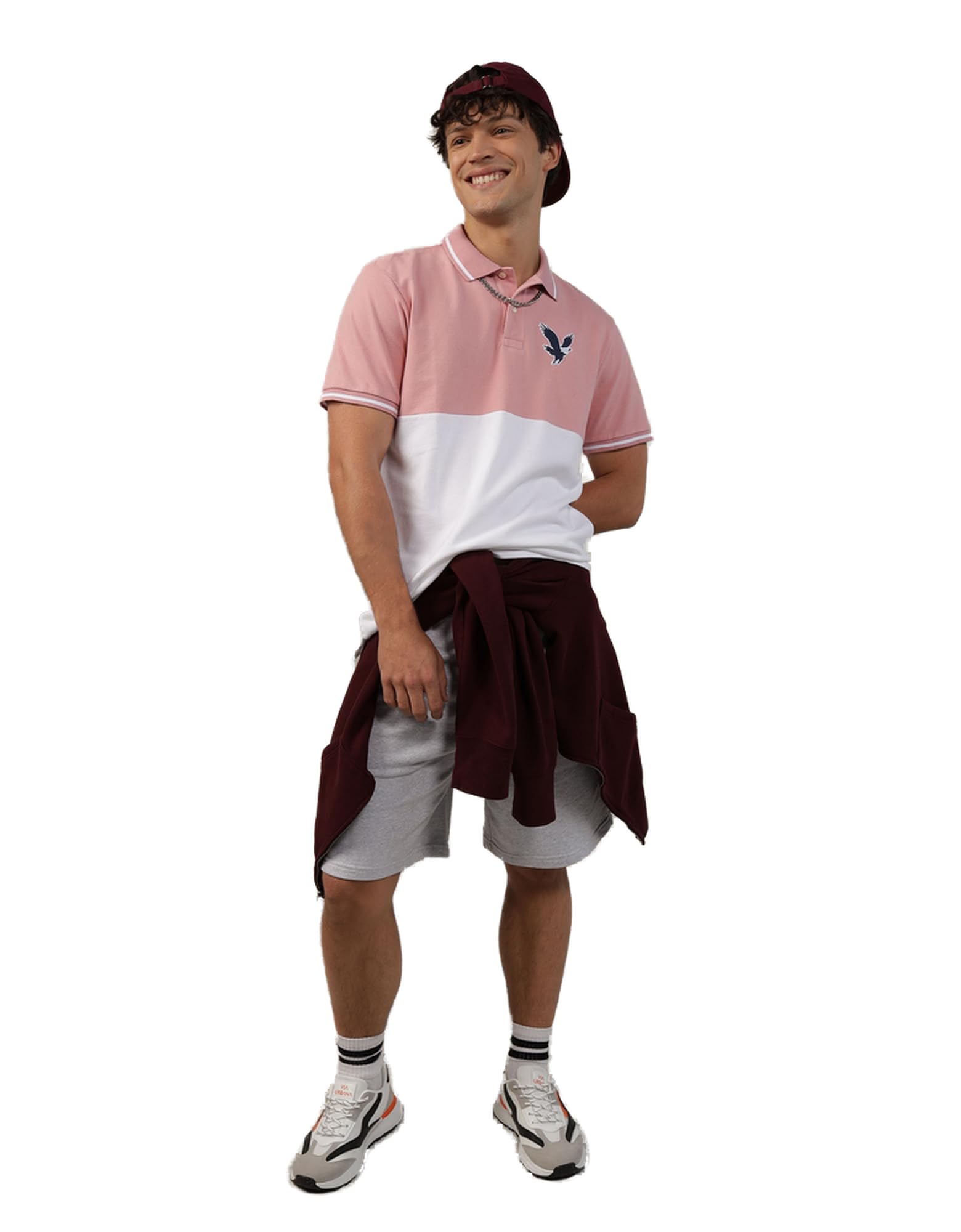 American EagleMens P- Intl Patch Polo Colorblock