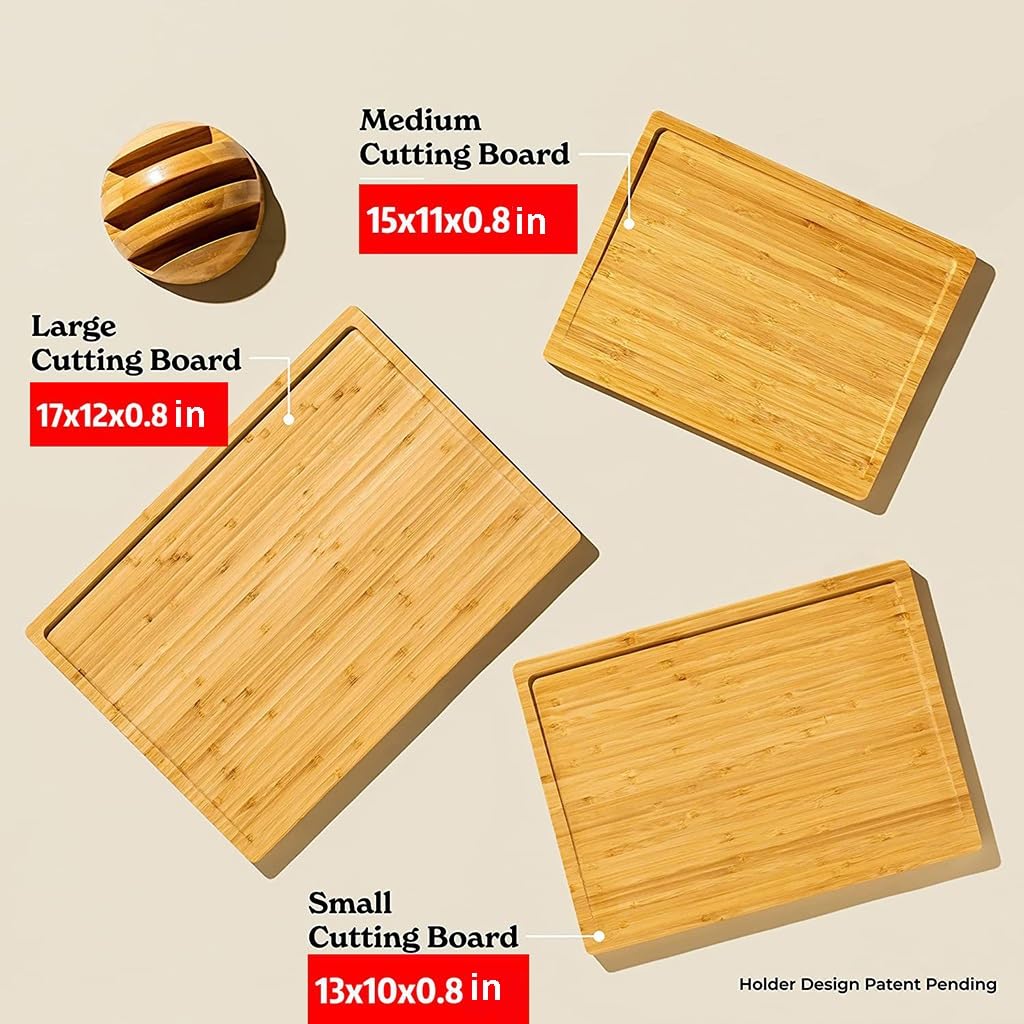 Bamboo Chopping Board Set 3PCS - Grandado