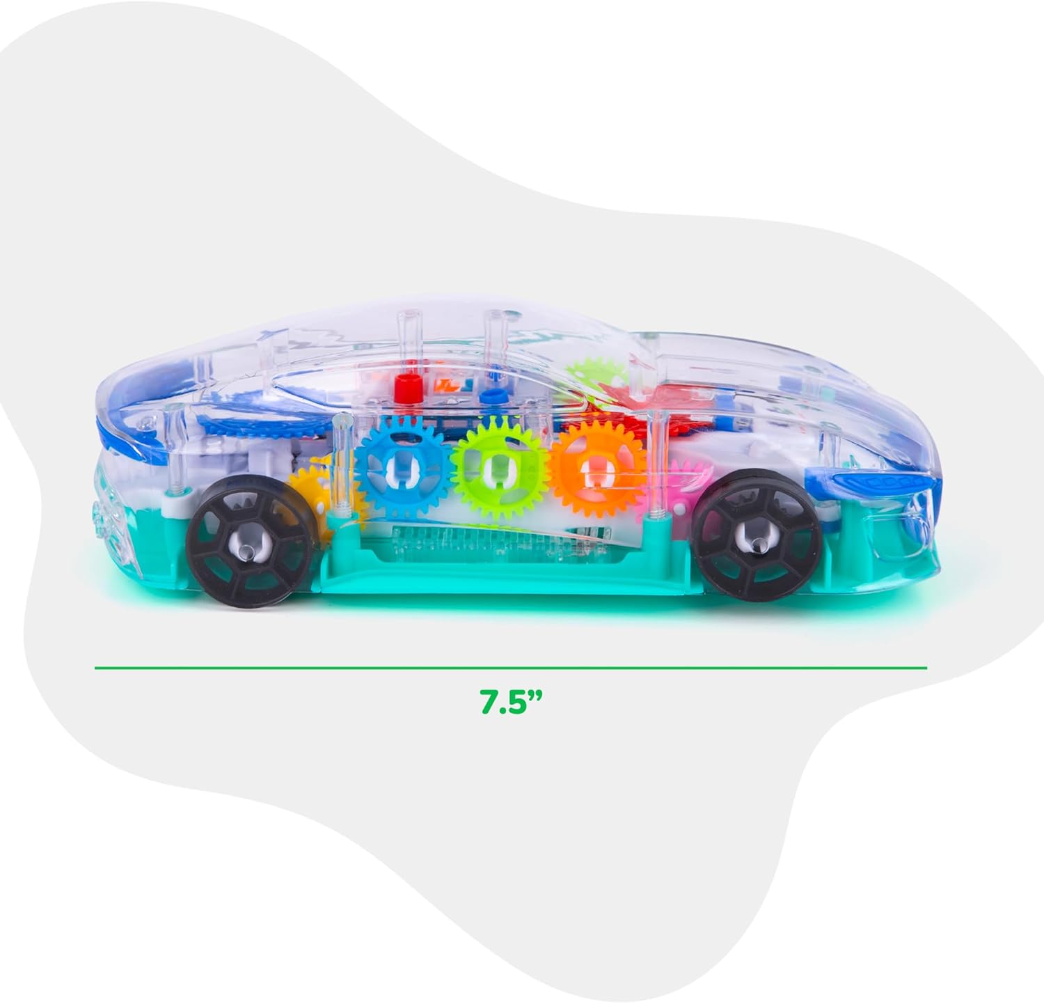 ArtCreativity Light Up Transparent Sensory Car Toy for Kids, 1PC, Bump and Go Toy Car with Colorful Moving Gears, Music, and LED Effects, Easter Toys for Toddlers, Great Birthday Gift Idea - Image 6