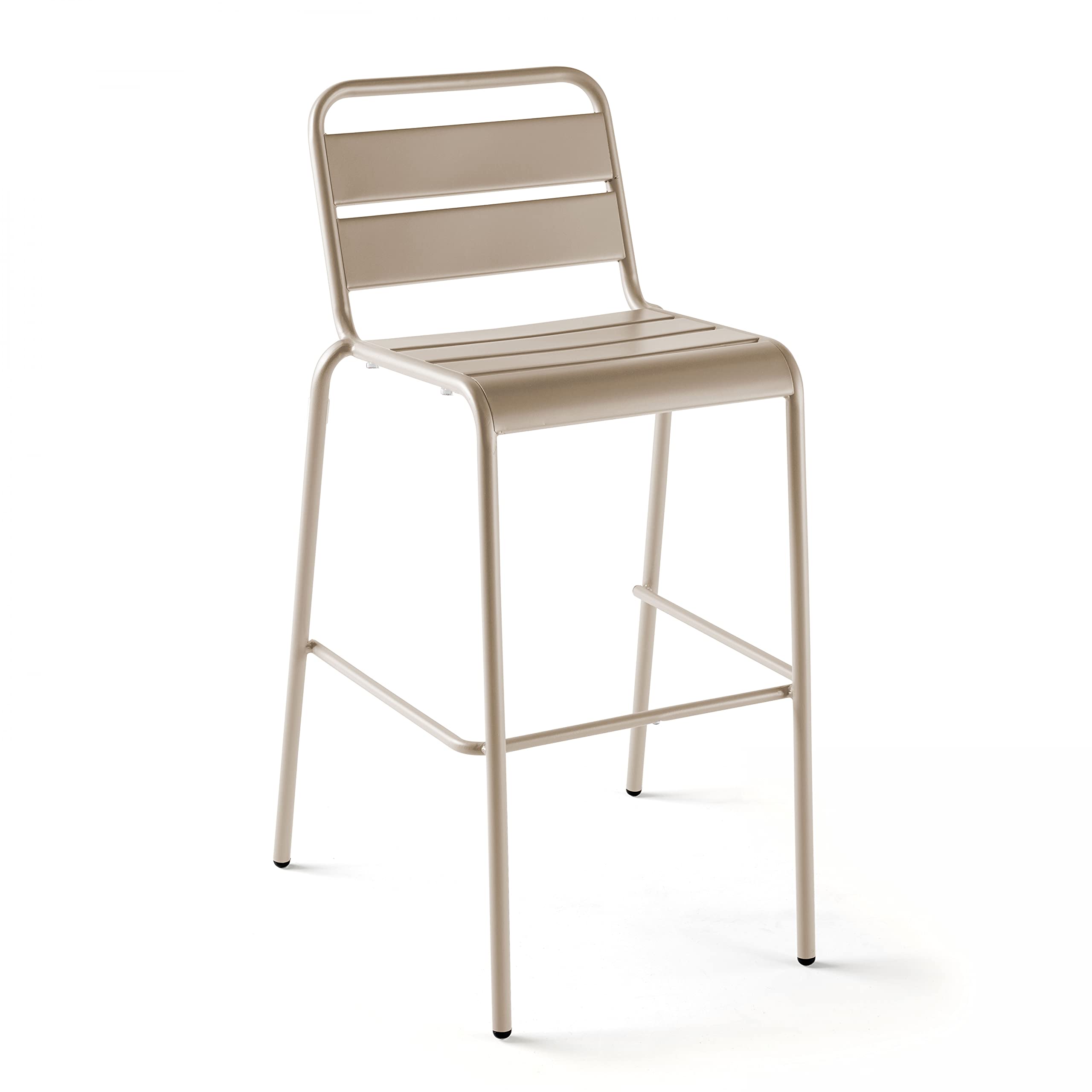 Oviala Ensemble Table Haute et 4 chaises de Bar en métal Taupe - Palavas
