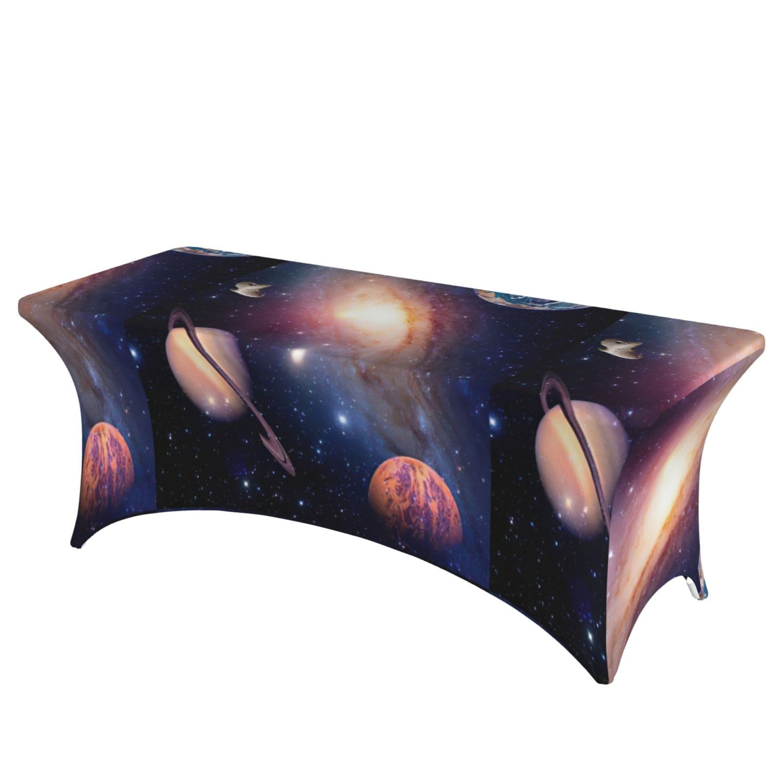 Nappe rectangulaire extensible motif galaxie pour repas de famille festifs