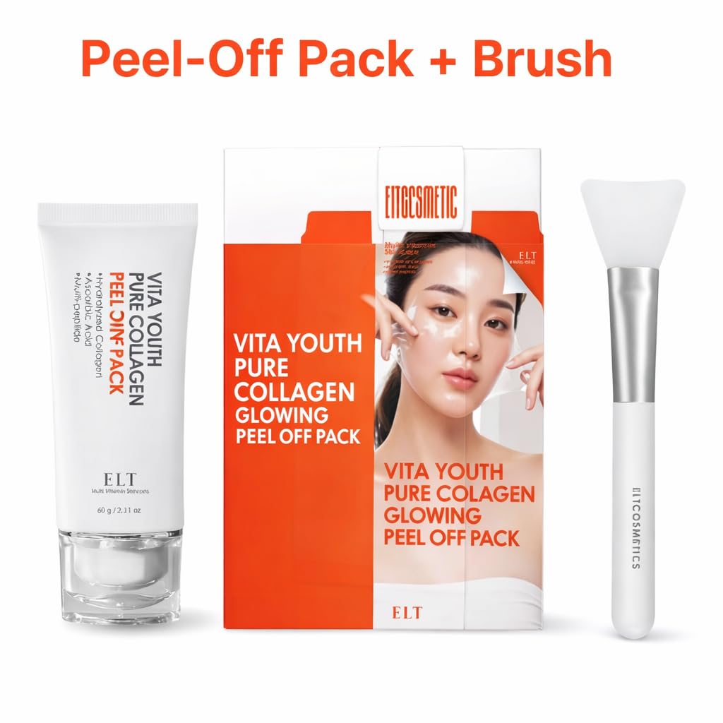 ELT Collagen Peel Off Facial Mask Pack - Hydrating & Firming Wrapping face Mask with 5 Types of Collagen, 8 Peptides, Silicone Brush Korean Skincare (60 ml / 2.02 fl.oz) - Image 6