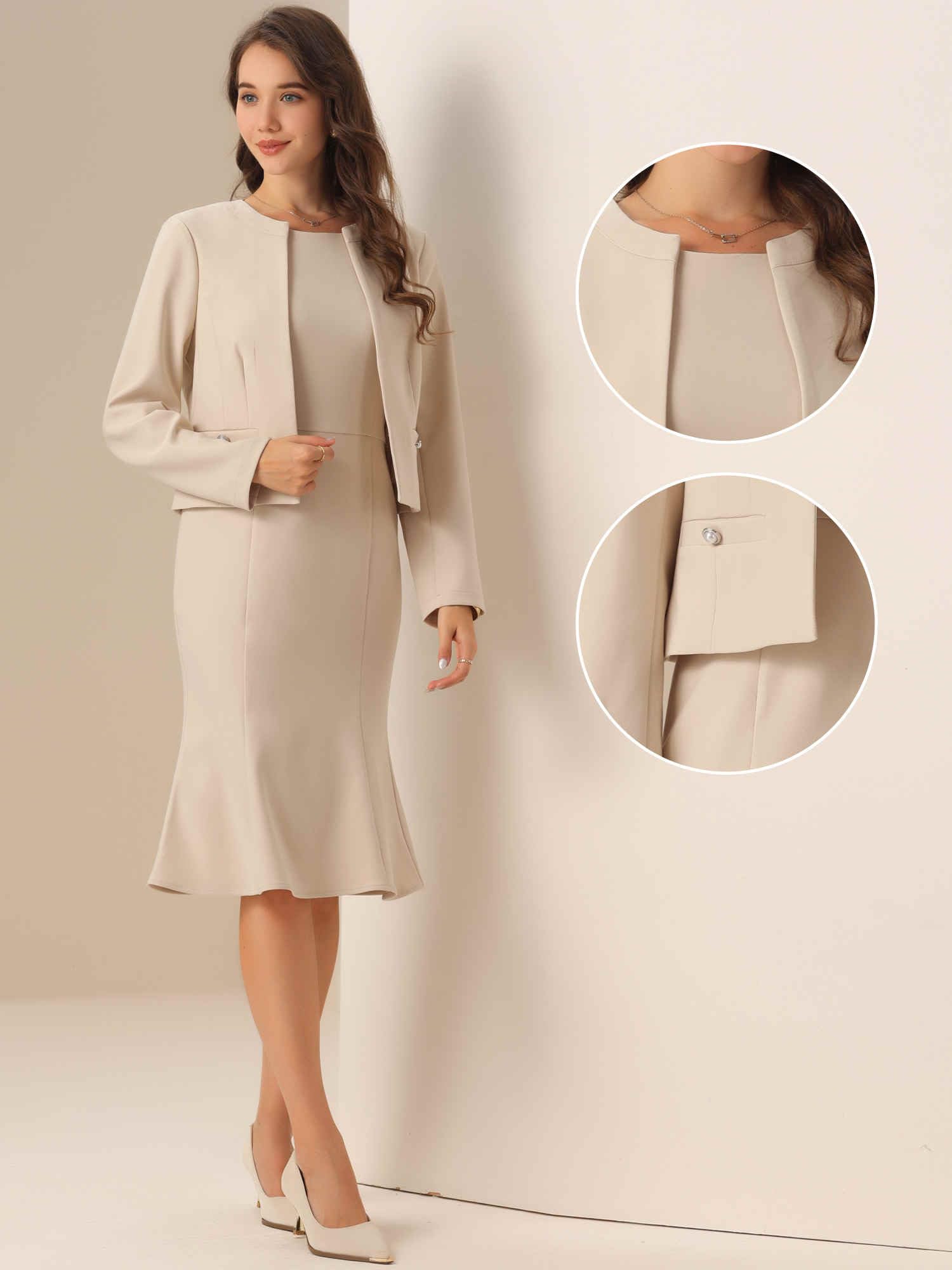 Allegra K Anzug-Sets für Damen, 2-teiliges Kleid mit Blazer-Jacken-Sets